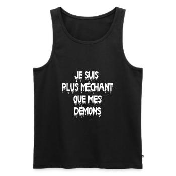 je suis plus méchant que mes démons - Débardeur bio Premium Homme - noir - Devant - AI Model Male 178 light (178cm)