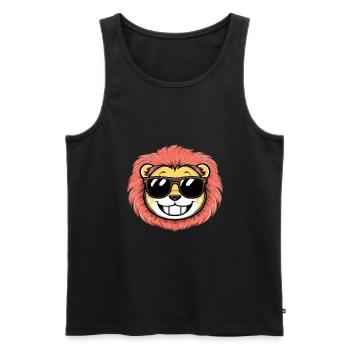 Niedlicher Kawaii Löwe mit Sonnenbrille - Männer Premium Bio Tank Top - Schwarz - Vorne - AI Model Male 178 light (178cm)
