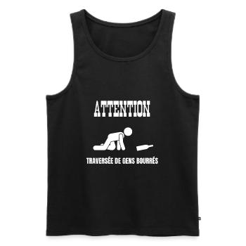 attention traversée de gens bourrés - Débardeur bio Premium Homme - noir - Devant - AI Model Male 178 light (178cm)