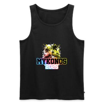 Mykonos 2025 Palmiers Multicolores - Débardeur bio Premium Homme - noir - Devant - Michal (187cm)
