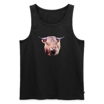 Highland Rind - Männer Premium Bio Tank Top - Schwarz - Vorne - AI Model Male 178 light (178cm)