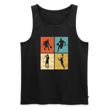 Basketteur Basketball Sunset Design rétro - Débardeur bio Premium Homme - noir - Devant - Michal (187cm)