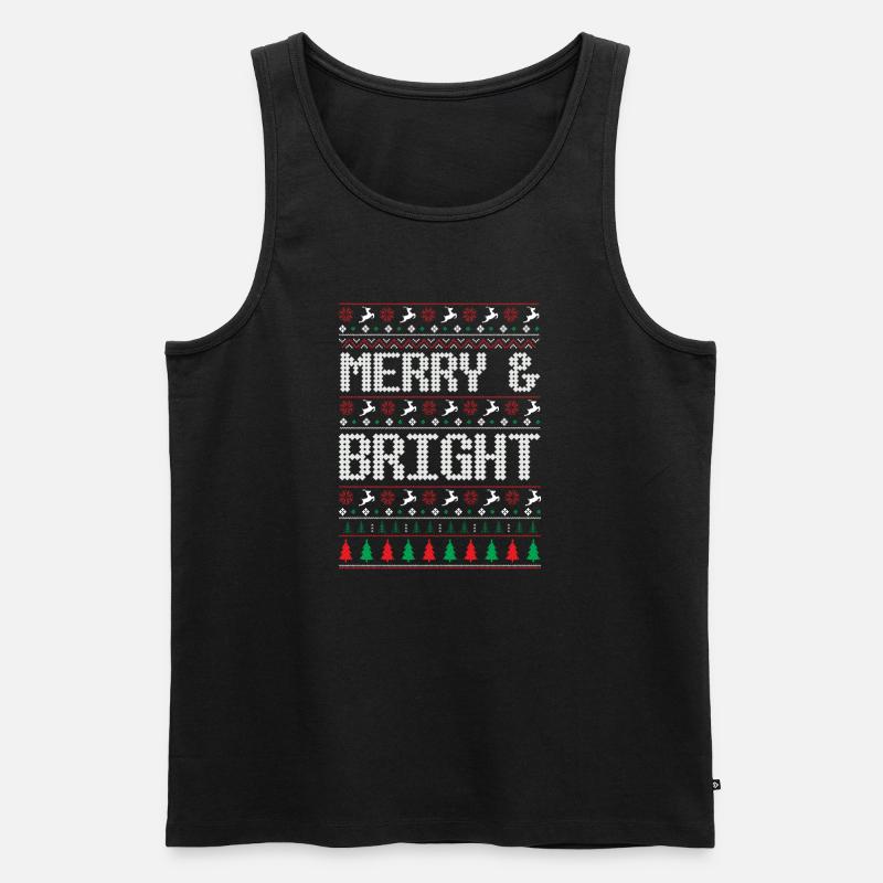 Fröhlicher und brigger hässlicher Weihnachtspullover - Männer Premium Bio Tank Top - Schwarz