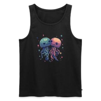 Méduses animaux mignons - Débardeur bio Premium Homme - noir - Devant - Michal (187cm)