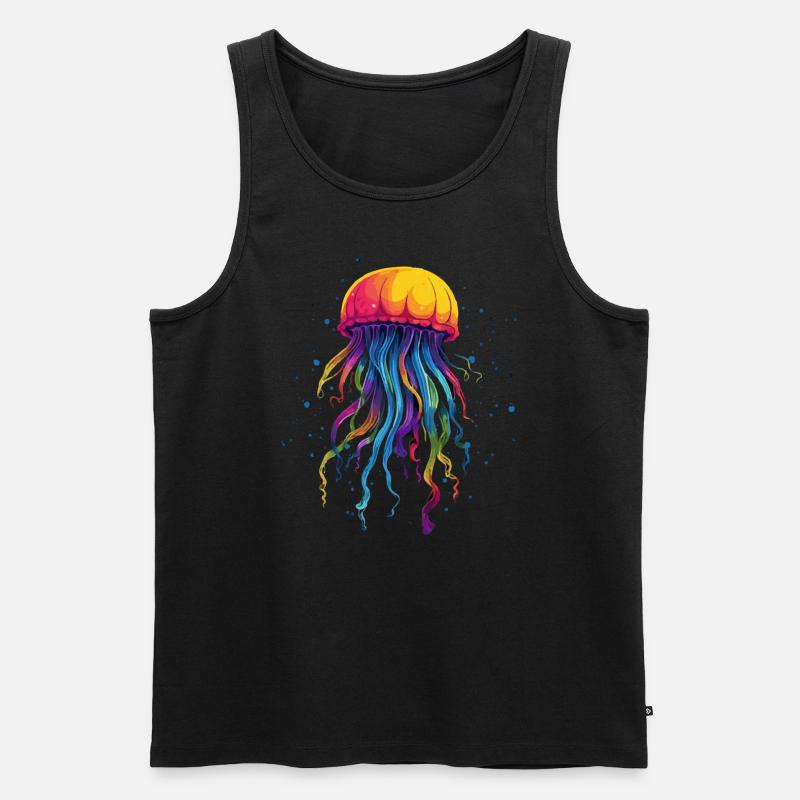 Regenbogen Qualle - Männer Premium Bio Tank Top - Schwarz