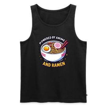 Powered By Anime And Ramen - Männer Premium Bio Tank Top - Schwarz - Vorne - Michal (187cm)