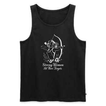 Strong women hit their targets Archery - Men's Premium Organic Tank Top - black - Front - Michal (187cm)