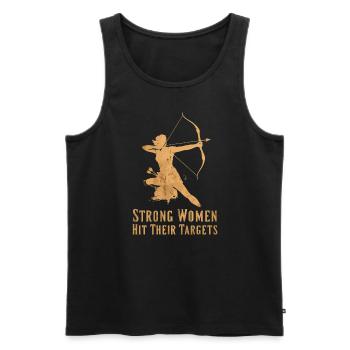 Strong women hit their targets Archery - Men's Premium Organic Tank Top - black - Front - Michal (187cm)