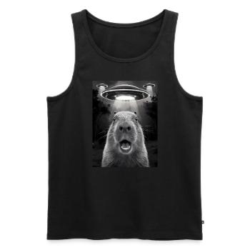 Capybara Selfie OVNI Extraterrestres Drôles D’animaux Photos - Débardeur bio Premium Homme - noir - Devant - AI Model Male 178 light (178cm)