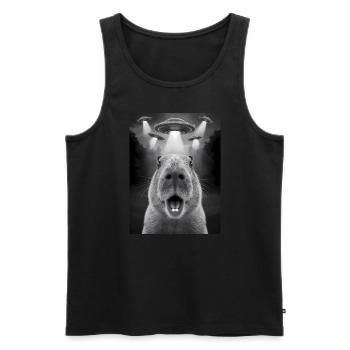 Capybara Selfie OVNI Extraterrestres Drôles D’animaux Photos - Débardeur bio Premium Homme - noir - Devant - AI Model Male 178 light (178cm)