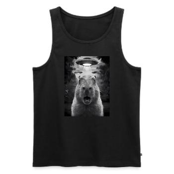 Capybara Selfie OVNI Extraterrestres Drôles D’animaux Photos - Débardeur bio Premium Homme - noir - Devant - AI Model Male 178 light (178cm)