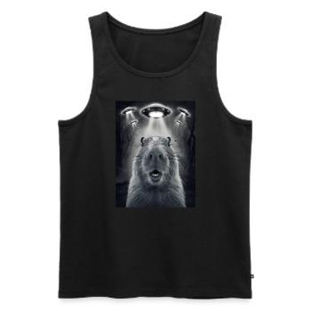 Capybara Selfie OVNI Extraterrestres Drôles D’animaux Photos - Débardeur bio Premium Homme - noir - Devant - AI Model Male 178 light (178cm)