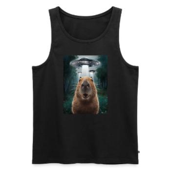 Capybara Selfie OVNI Extraterrestres Drôles D’animaux Photos - Débardeur bio Premium Homme - noir - Devant - AI Model Male 178 light (178cm)