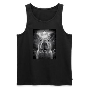 Capybara Selfie OVNI Extraterrestres Drôles D’animaux Photos - Débardeur bio Premium Homme - noir - Devant - AI Model Male 178 light (178cm)