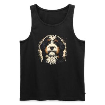 Bernedoodle Chien - Débardeur bio Premium Homme - noir - Devant - Michal (187cm)