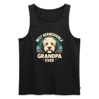 Bernedoodle Chien Grand-père - Débardeur bio Premium Homme - noir - Devant - Michal (187cm)