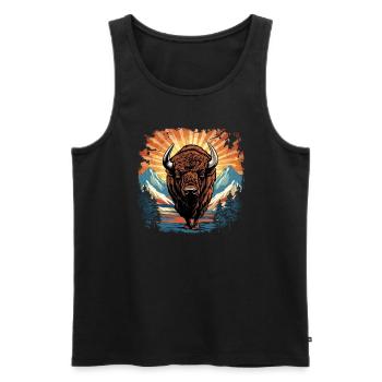 Bison - Männer Premium Bio Tank Top - Schwarz - Vorne - AI Model Male 178 light (178cm)
