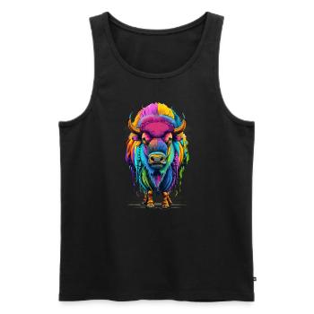 Bison - Männer Premium Bio Tank Top - Schwarz - Vorne - AI Model Male 178 light (178cm)