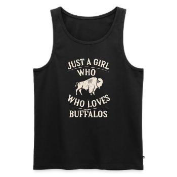 Nur ein Mädchen, das Buffalos liebt Büffel - Männer Premium Bio Tank Top - Schwarz - Vorne - AI Model Male 178 light (178cm)