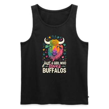 Nur ein Mädchen, das Buffalos liebt Büffel - Männer Premium Bio Tank Top - Schwarz - Vorne - AI Model Male 178 light (178cm)