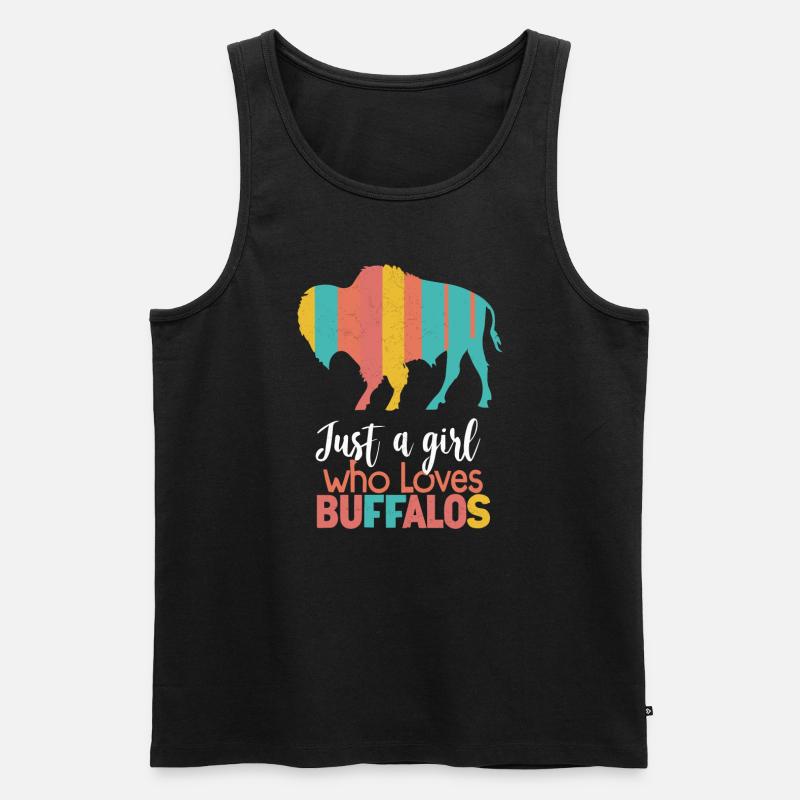 Nur ein Mädchen, das Buffalos liebt Büffel - Männer Premium Bio Tank Top - Schwarz
