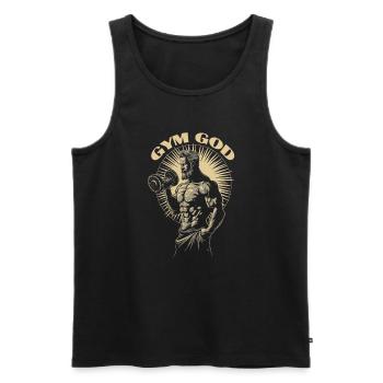 Gym God - Men's Premium Organic Tank Top - black - Front - Michal (187cm)
