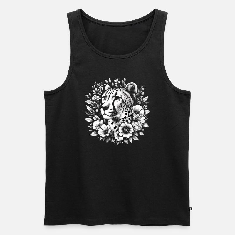 Guépard Fleurs de guépard - Débardeur bio Premium Homme - noir