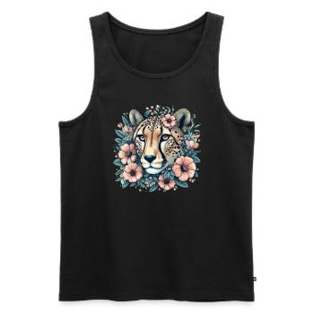 Guépard Fleurs de guépard - Débardeur bio Premium Homme - noir - Devant - AI Model Male 178 light (178cm)