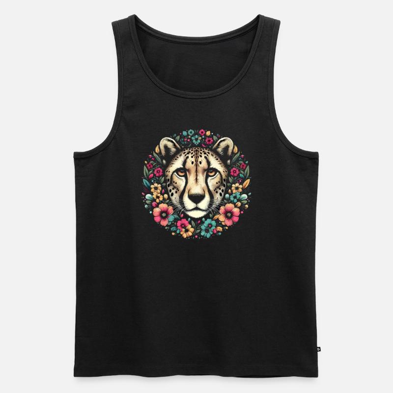 Guépard Fleurs de guépard - Débardeur bio Premium Homme - noir