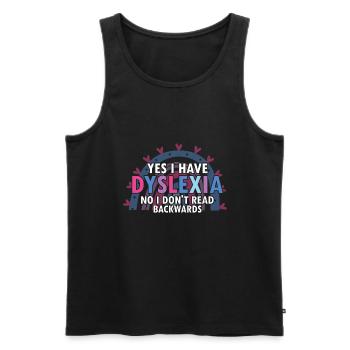 Dyslexia Awareness and Dyslexia Teachers - Men's Premium Organic Tank Top - black - Front - AI Model Male 178 light (178cm)