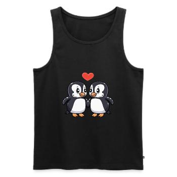 Pinguin Paar Herz - Männer Premium Bio Tank Top - Schwarz - Vorne - AI Model Male 178 light (178cm)