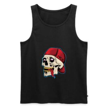 Skull and crossbones skeleton bone cappy motif - Men's Premium Organic Tank Top - black - Front - AI Model Male 178 light (178cm)