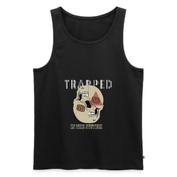 Trapped in the System - Illuminati Eye - Men's Premium Organic Tank Top - black - Front - AI Model Male 178 light (178cm)