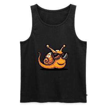 Schnecke Cool Comic - Männer Premium Bio Tank Top - Schwarz - Vorne - AI Model Male 178 light (178cm)