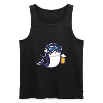 Whale Après Ski Beer Comic - Men's Premium Organic Tank Top - black - Front - AI Model Male 178 light (178cm)