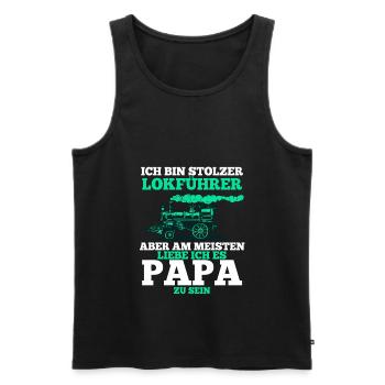 Lokführer shirt • Zug Papa • Lokführer Geschenk - Männer Premium Bio Tank Top - Schwarz - Vorne - AI Model Male 178 light (178cm)