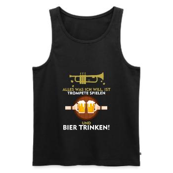 Trompete shirt • Bier shirt • Musiker Geschenk - Männer Premium Bio Tank Top - Schwarz - Vorne - AI Model Male 178 light (178cm)