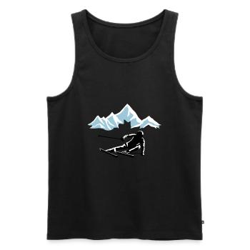 Skiers and mountains, skiing - Men's Premium Organic Tank Top - black - Front - Michal (187cm)