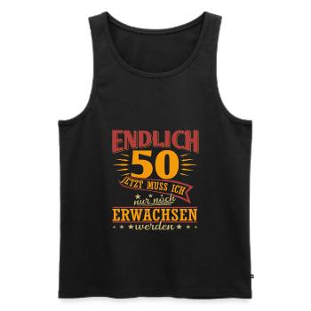 Endlich 50 Geburtstagsspruch 50 Jahre Geburtstag - Männer Premium Bio Tank Top - Schwarz - Vorne - Michal (187cm)