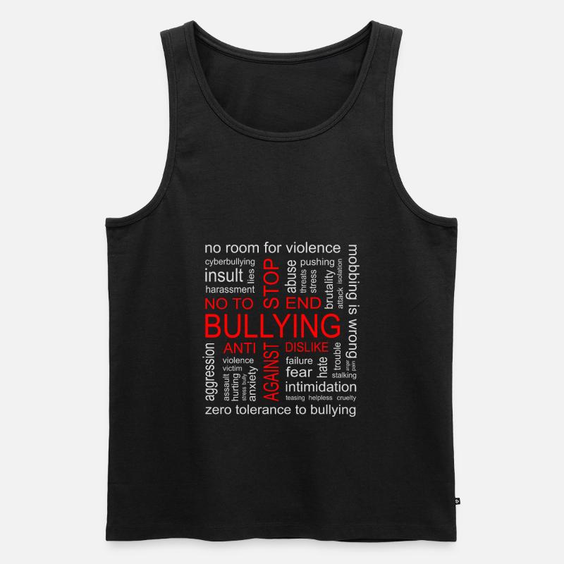 Stopp Mobbing - Männer Premium Bio Tank Top - Schwarz