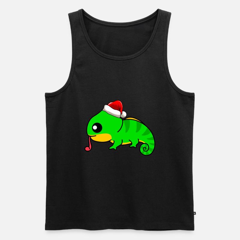 Chamäleon Comic Weihnachten - Männer Premium Bio Tank Top - Schwarz