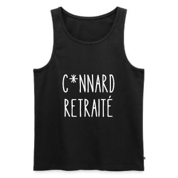 connard retraité - Débardeur bio Premium Homme - noir - Devant - AI Model Male 178 light (178cm)