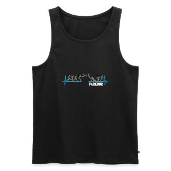 Parkour freerunning heartbeat - Men's Premium Organic Tank Top - black - Front - AI Model Male 178 light (178cm)