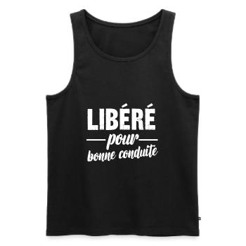 libéré pour bonne conduite - Débardeur bio Premium Homme - noir - Devant - AI Model Male 178 light (178cm)