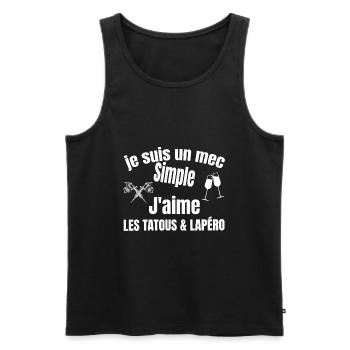 tatous et apéro - Débardeur bio Premium Homme - noir - Devant - Michal (187cm)