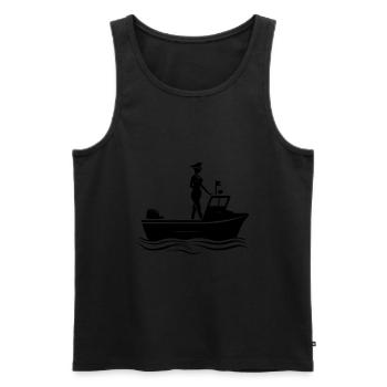 Captain Woman Boat - Men's Premium Organic Tank Top - black - Front - Michal (187cm)