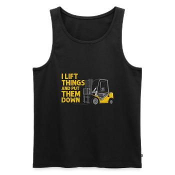 Warehouse drivers and warehouse workers for forklifts - Men's Premium Organic Tank Top - black - Front - AI Model Male 178 light (178cm)