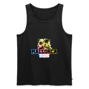 Mallorca 2025 Palm Trees Colorful - Men's Premium Organic Tank Top - black - Front - Michal (187cm)