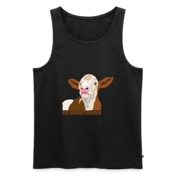 Kalb Be Vegetarian - Männer Premium Bio Tank Top - Schwarz - Vorne - AI Model Male 178 light (178cm)