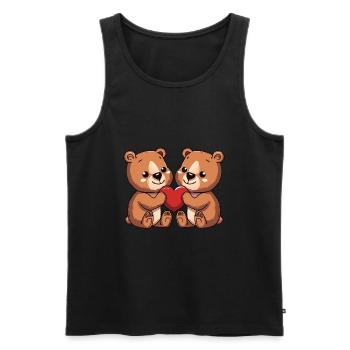 Ours Couple Coeur - Débardeur bio Premium Homme - noir - Devant - Michal (187cm)
